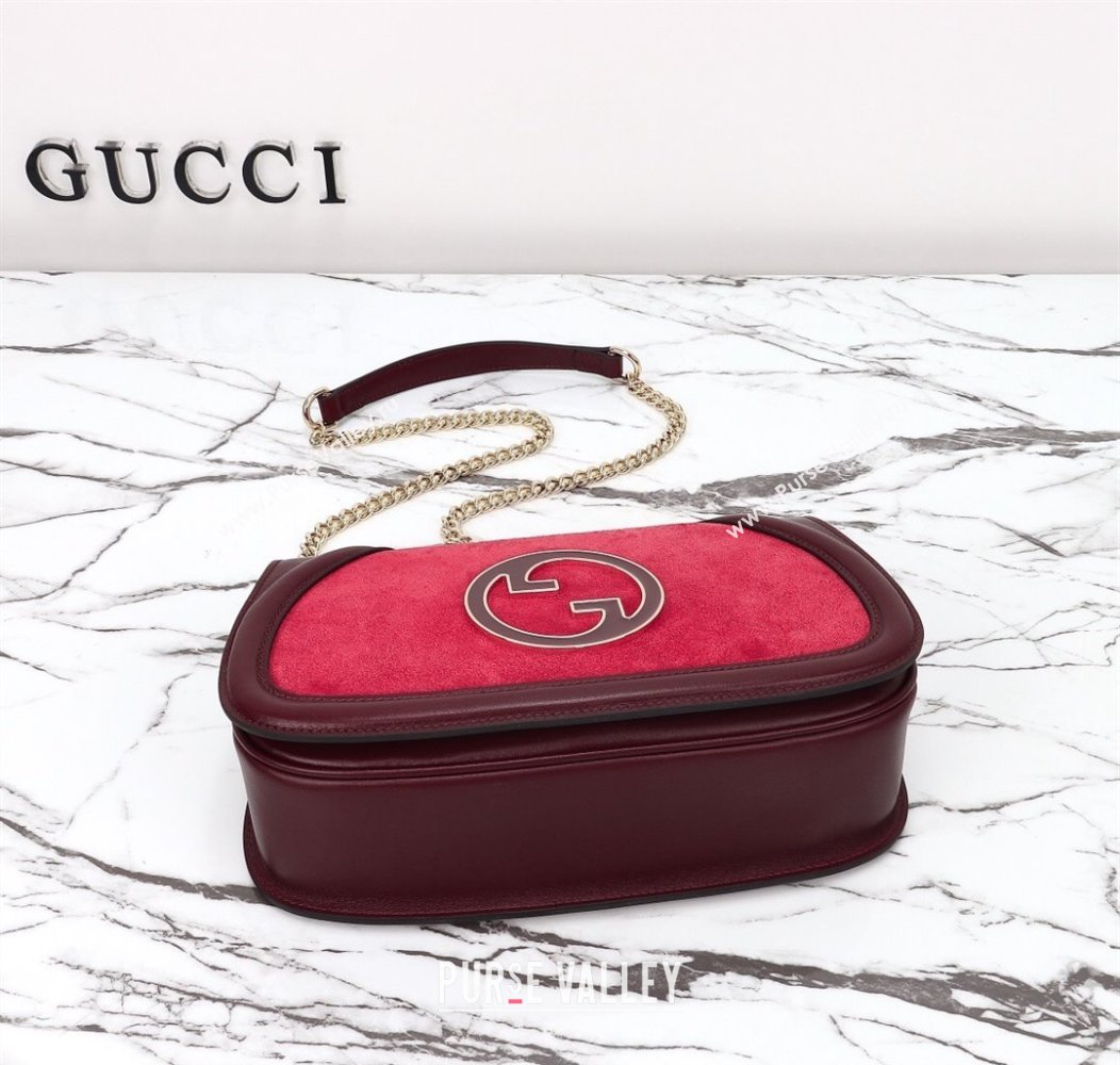 Gucci Blondie Suede Small Shoulder Bag Burgundy/Red 2024 815715 (DLH-241211024)