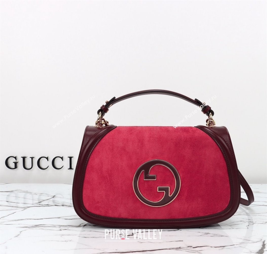 Gucci Blondie Suede Medium Top Handle Bag 815719 Burgundy/Red 2024 (DLH-241211021)