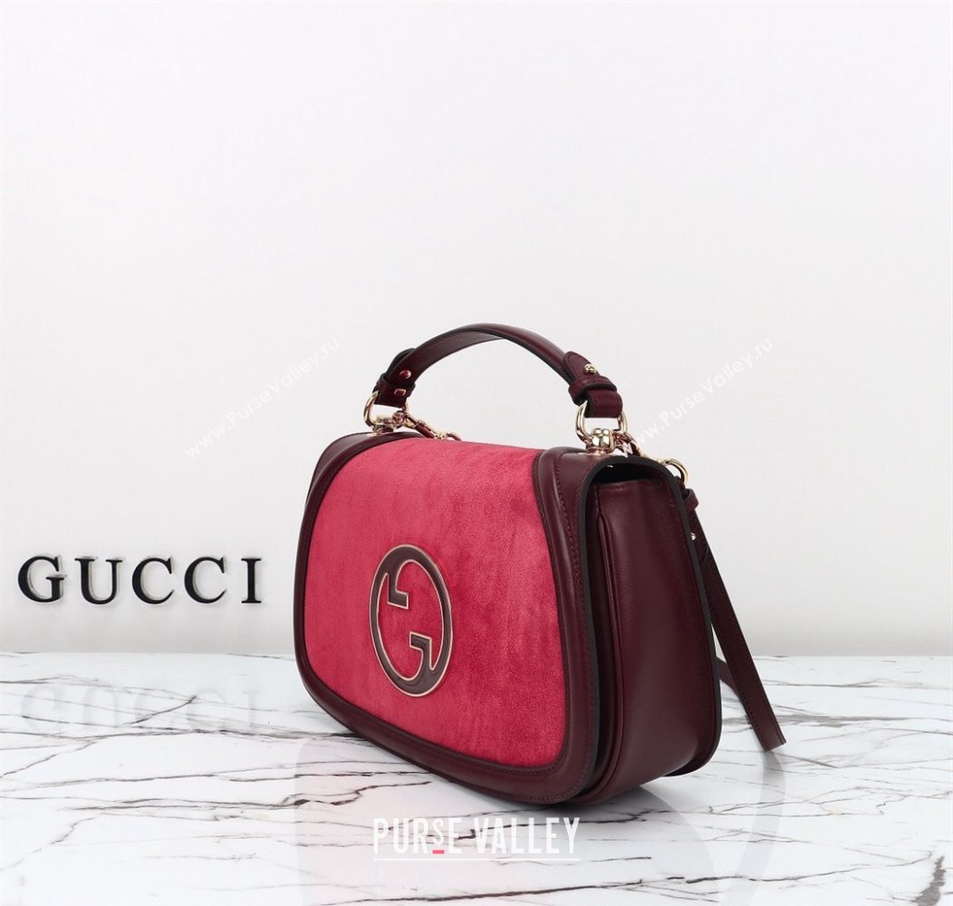 Gucci Blondie Suede Medium Top Handle Bag 815719 Burgundy/Red 2024 (DLH-241211021)