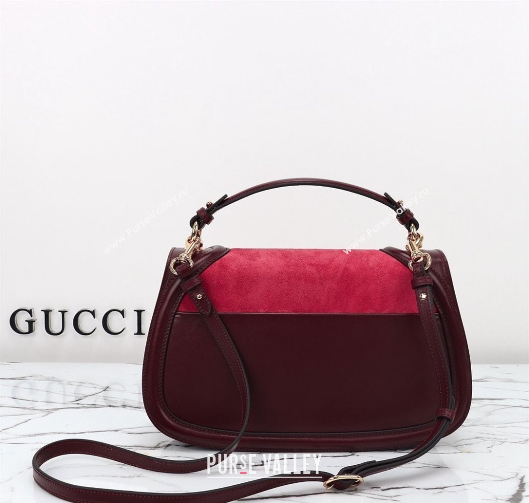 Gucci Blondie Suede Medium Top Handle Bag 815719 Burgundy/Red 2024 (DLH-241211021)