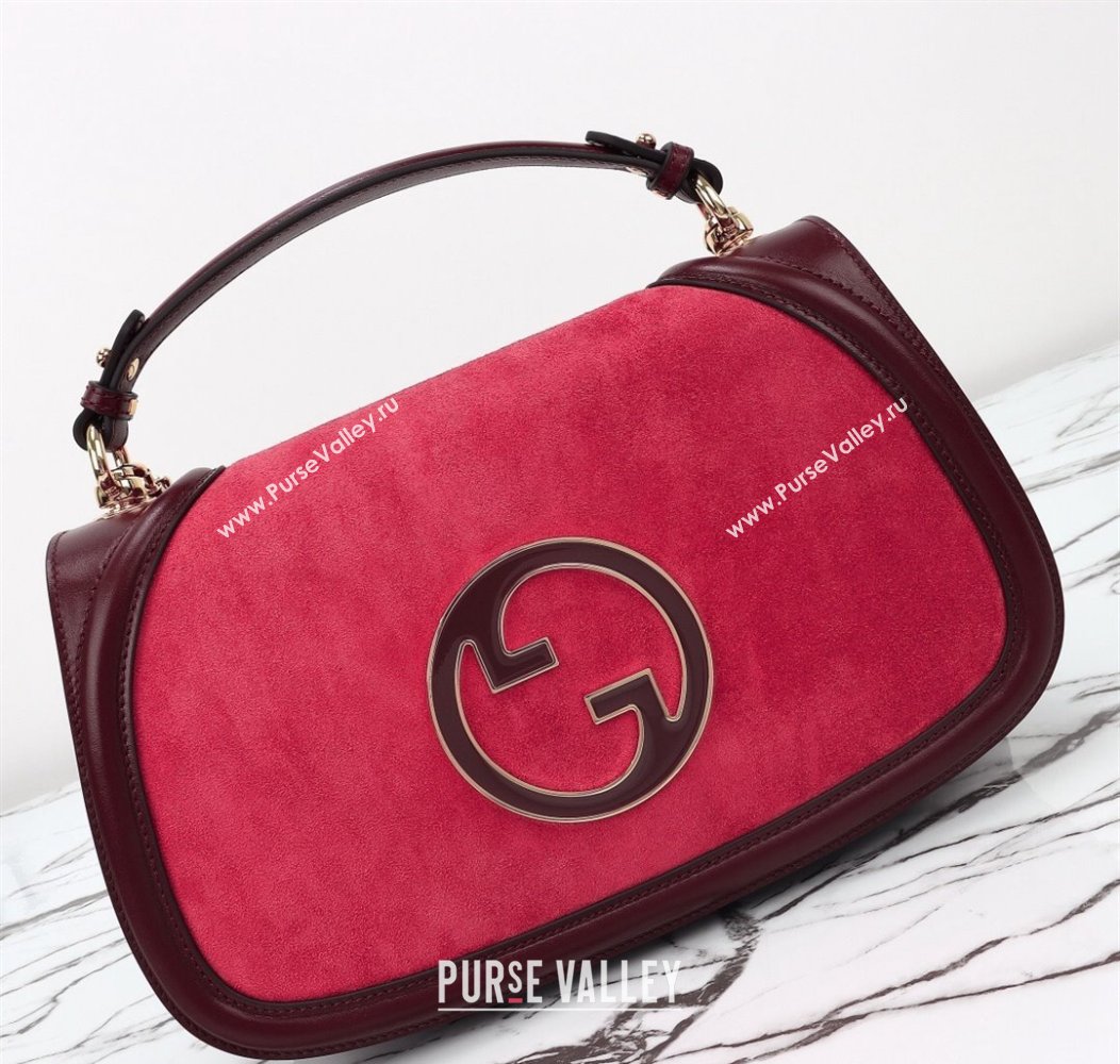 Gucci Blondie Suede Medium Top Handle Bag 815719 Burgundy/Red 2024 (DLH-241211021)