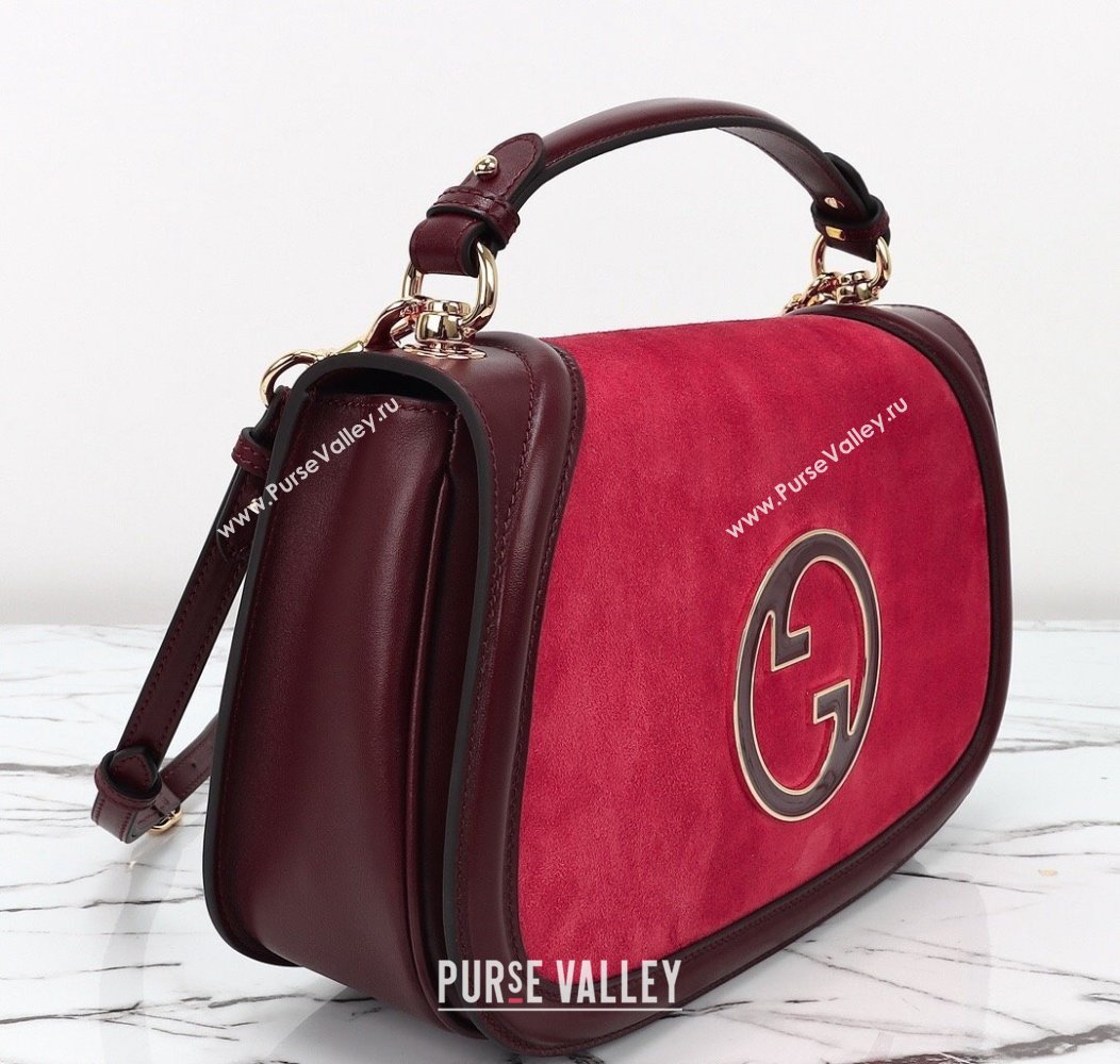 Gucci Blondie Suede Medium Top Handle Bag 815719 Burgundy/Red 2024 (DLH-241211021)