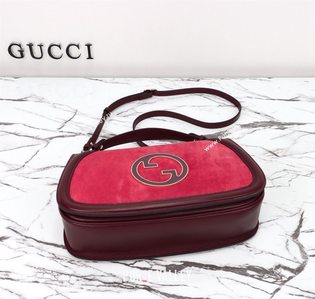 Gucci Blondie Suede Medium Top Handle Bag 815719 Burgundy/Red 2024 (DLH-241211021)