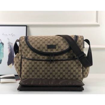 Gucci GG Supreme Canvas Diaper Mommy Shoulder bag Dark Beige 2024 ‎123326 (DLH-241211152)