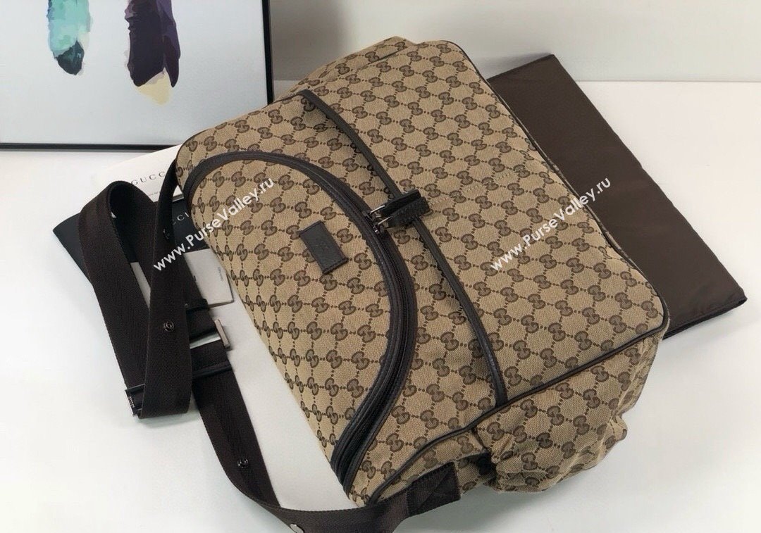 Gucci GG Supreme Canvas Diaper Mommy Shoulder bag Dark Beige 2024 ‎123326 (DLH-241211152)