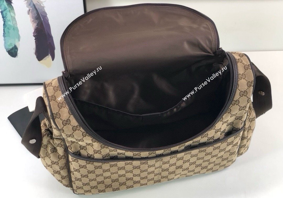 Gucci GG Supreme Canvas Diaper Mommy Shoulder bag Dark Beige 2024 ‎123326 (DLH-241211152)