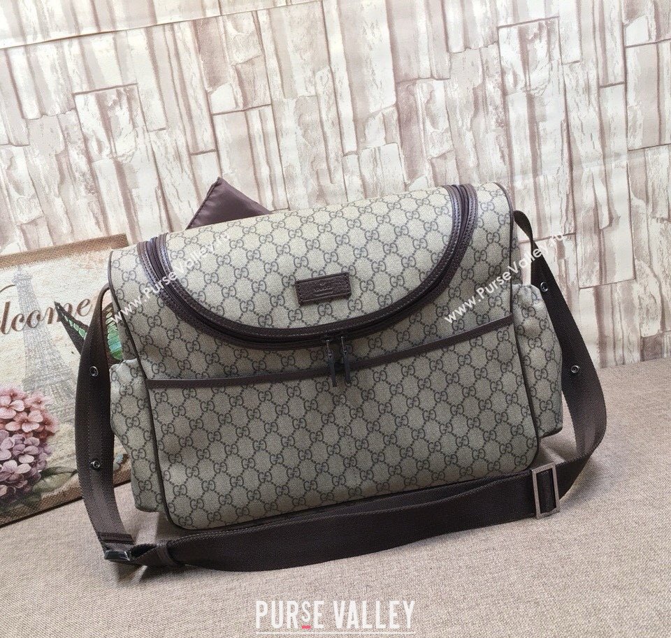 Gucci GG Supreme Canvas Diaper Mommy Shoulder bag Beige/Brown 2024 ‎123326 (DLH-241211153)