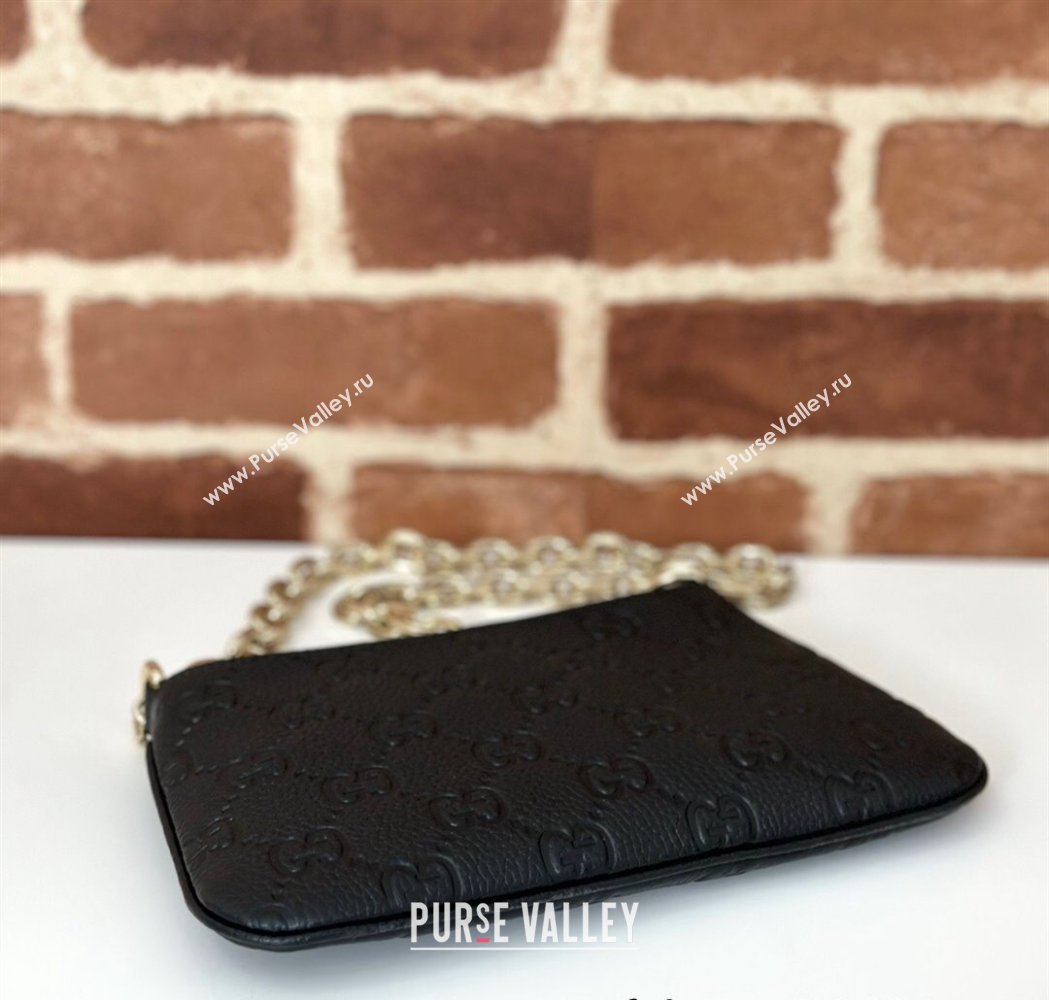 Gucci GG Grainy Leather Emblem Super Mini bag Black 2025 815278 (DLH-250117060)