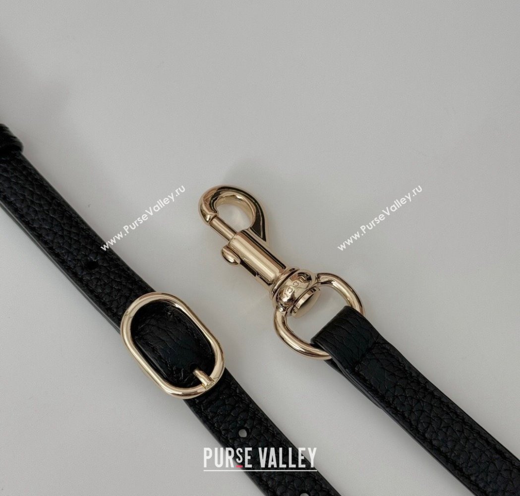 Gucci GG Grainy Leather Emblem Small Shoulder bag Black 2025 815263 (DLH-250117066)