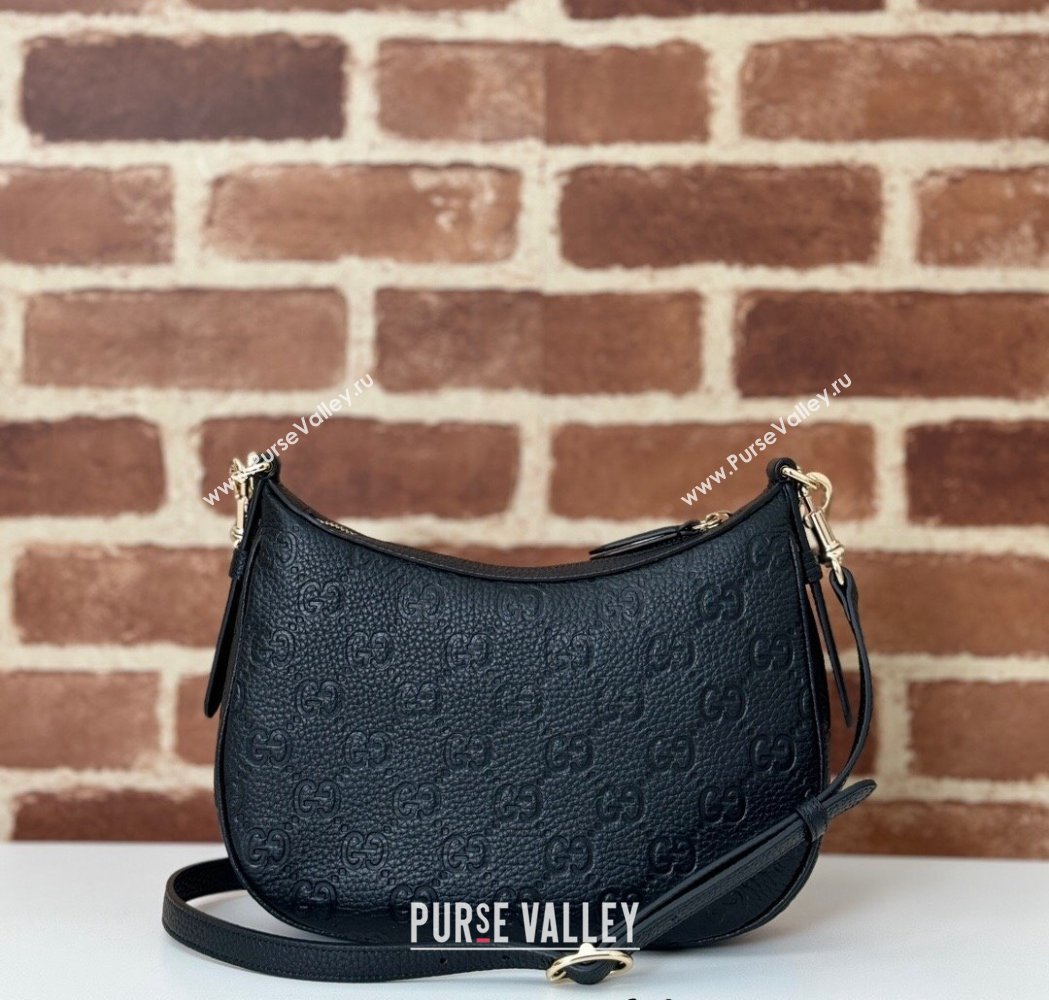 Gucci GG Grainy Leather Emblem Small Shoulder bag Black 2025 815409 (DLH-250117069)