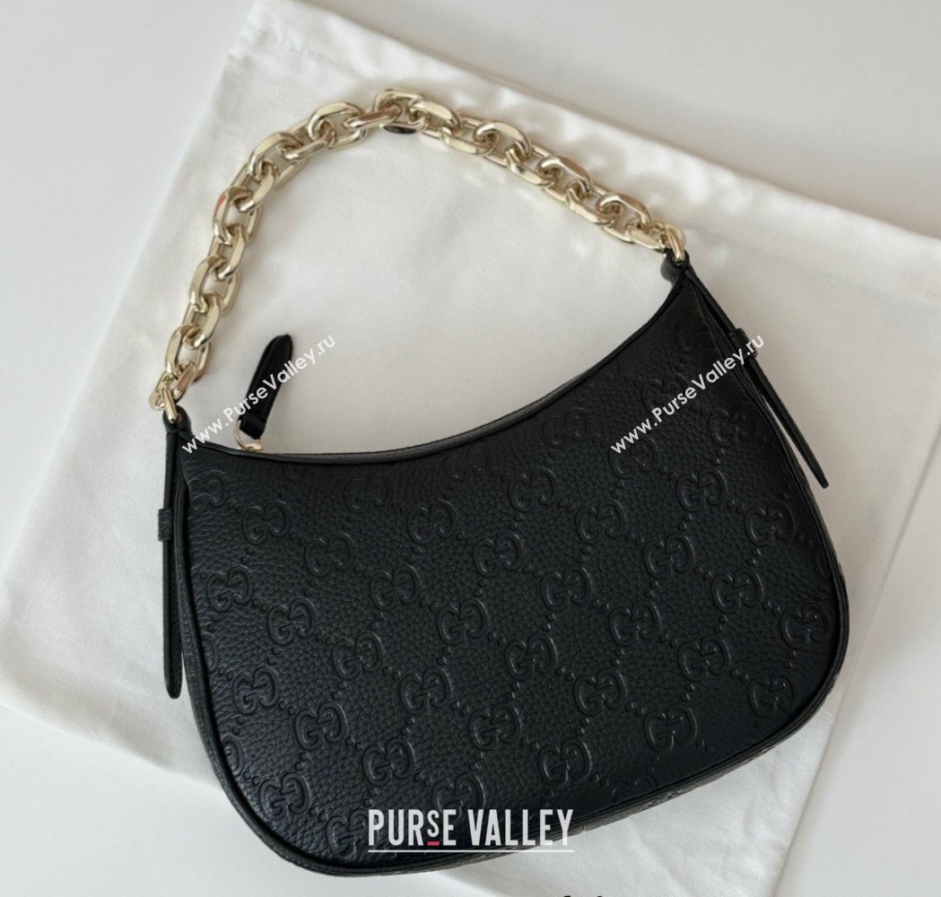 Gucci GG Grainy Leather Emblem Small Shoulder bag Black 2025 815409 (DLH-250117069)