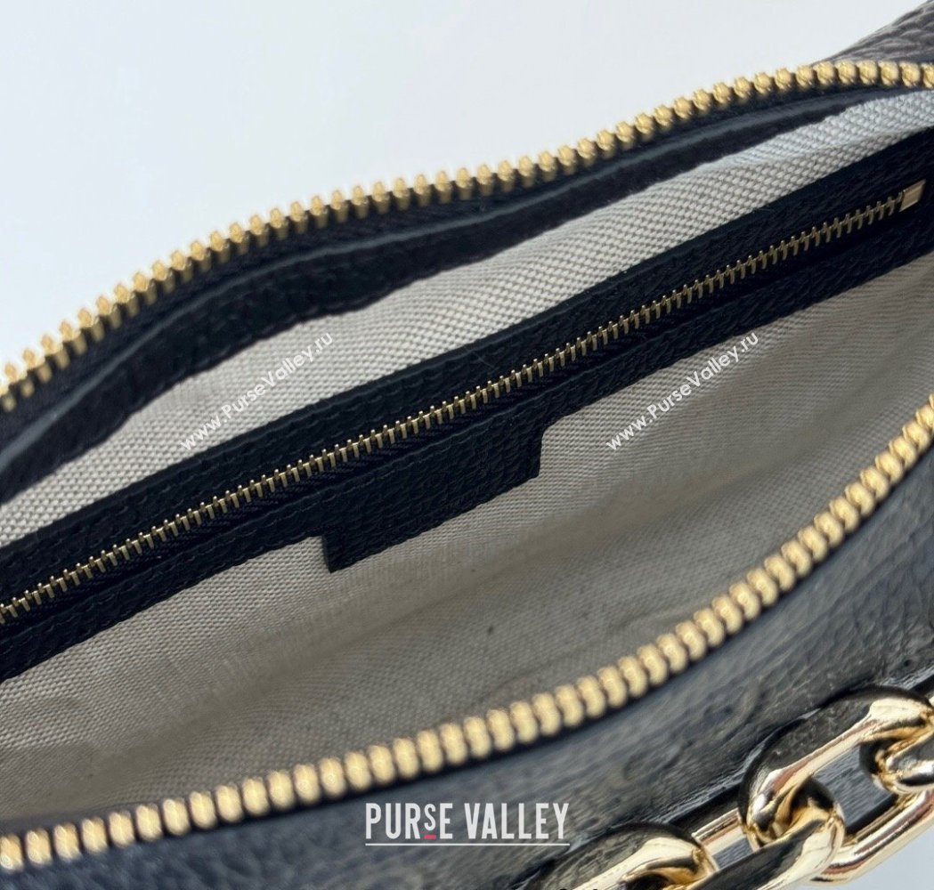 Gucci GG Grainy Leather Emblem Small Shoulder bag Black 2025 815409 (DLH-250117069)