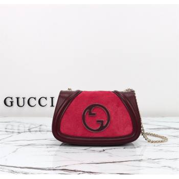 Gucci Blondie Mini Shoulder Bag in Suede Burgundy/Red 2024 815711 (DLH-241211026)