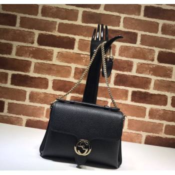 Gucci Blondie Black Leather Shoulder Bag with Interlocking G 2024 510302 (DLH-241211155)