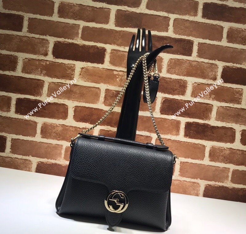 Gucci Blondie Black Leather Shoulder Bag with Interlocking G 2024 510302 (DLH-241211155)