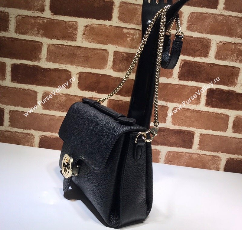 Gucci Blondie Black Leather Shoulder Bag with Interlocking G 2024 510302 (DLH-241211155)