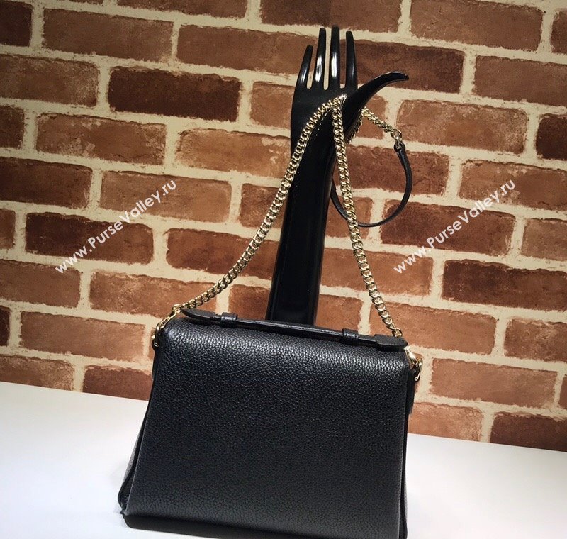 Gucci Blondie Black Leather Shoulder Bag with Interlocking G 2024 510302 (DLH-241211155)