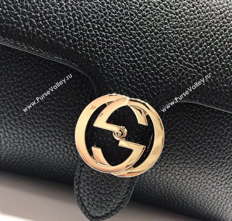 Gucci Blondie Black Leather Shoulder Bag with Interlocking G 2024 510302 (DLH-241211155)