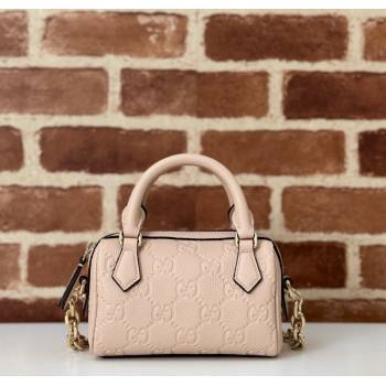 Gucci GG Leather Emblem Super Mini Top Handle bag Light Pink 2024 815256 (DLH-241211160)