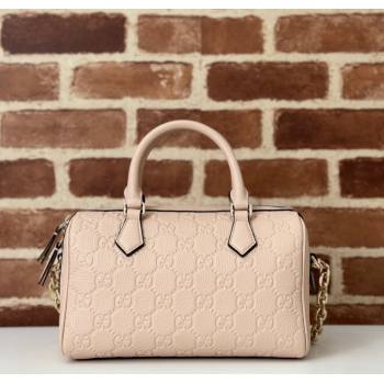 Gucci GG Leather Emblem Small Top Handle bag Light Pink 2024 815255 (DLH-241211161)