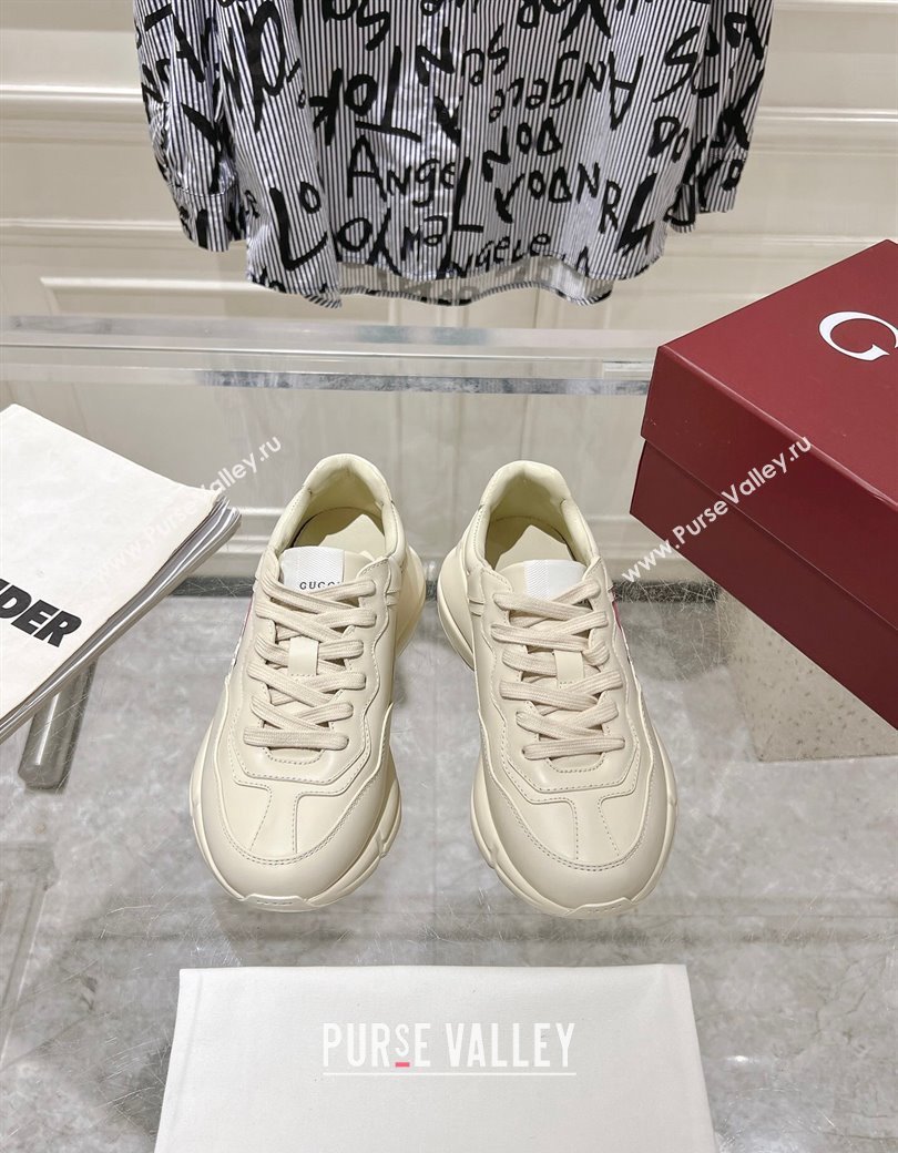 Gucci Rhyton Leather Sneakers with Gucci G 1921 Print Ivory White 2024 817482 (SS-241231156)