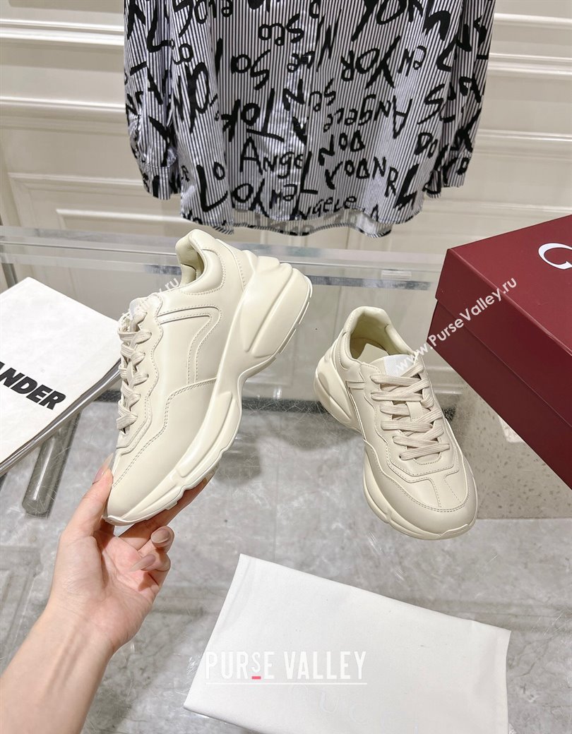 Gucci Rhyton Leather Sneakers with Gucci G 1921 Print Ivory White 2024 817482 (SS-241231156)