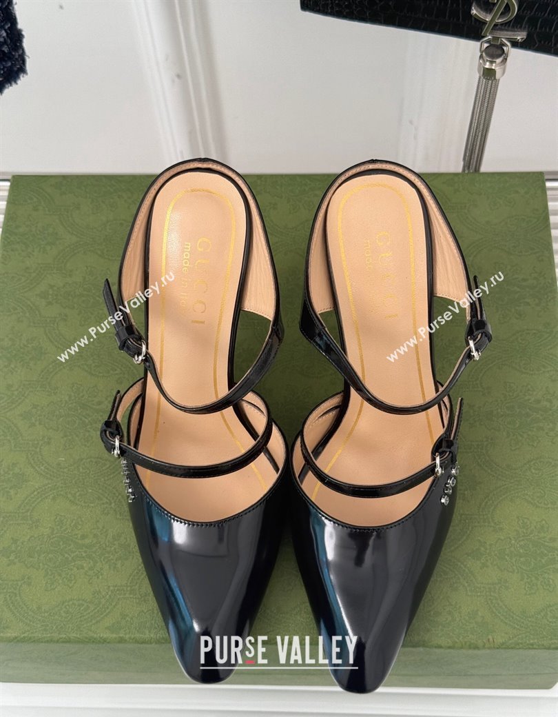 Gucci Leather Clear Heel Wedge Pumps 10cm with Buckle Black 2024 GG123103 (MD-241231146)