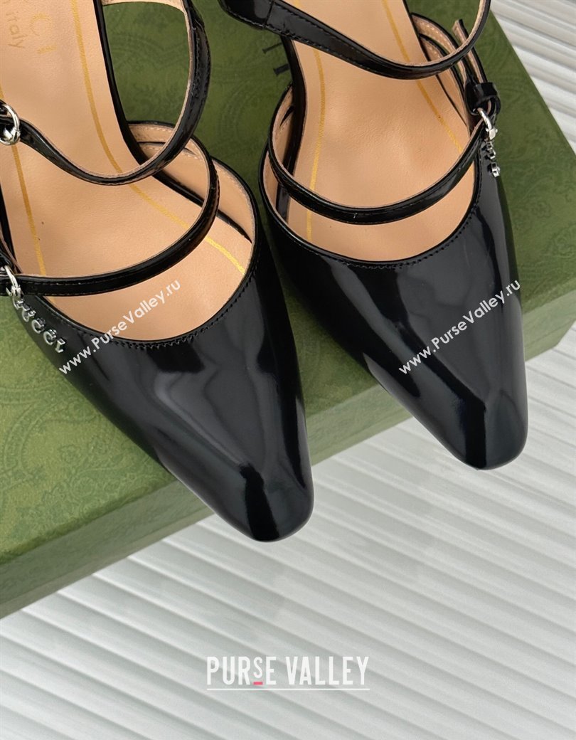 Gucci Leather Clear Heel Wedge Pumps 10cm with Buckle Black 2024 GG123103 (MD-241231146)