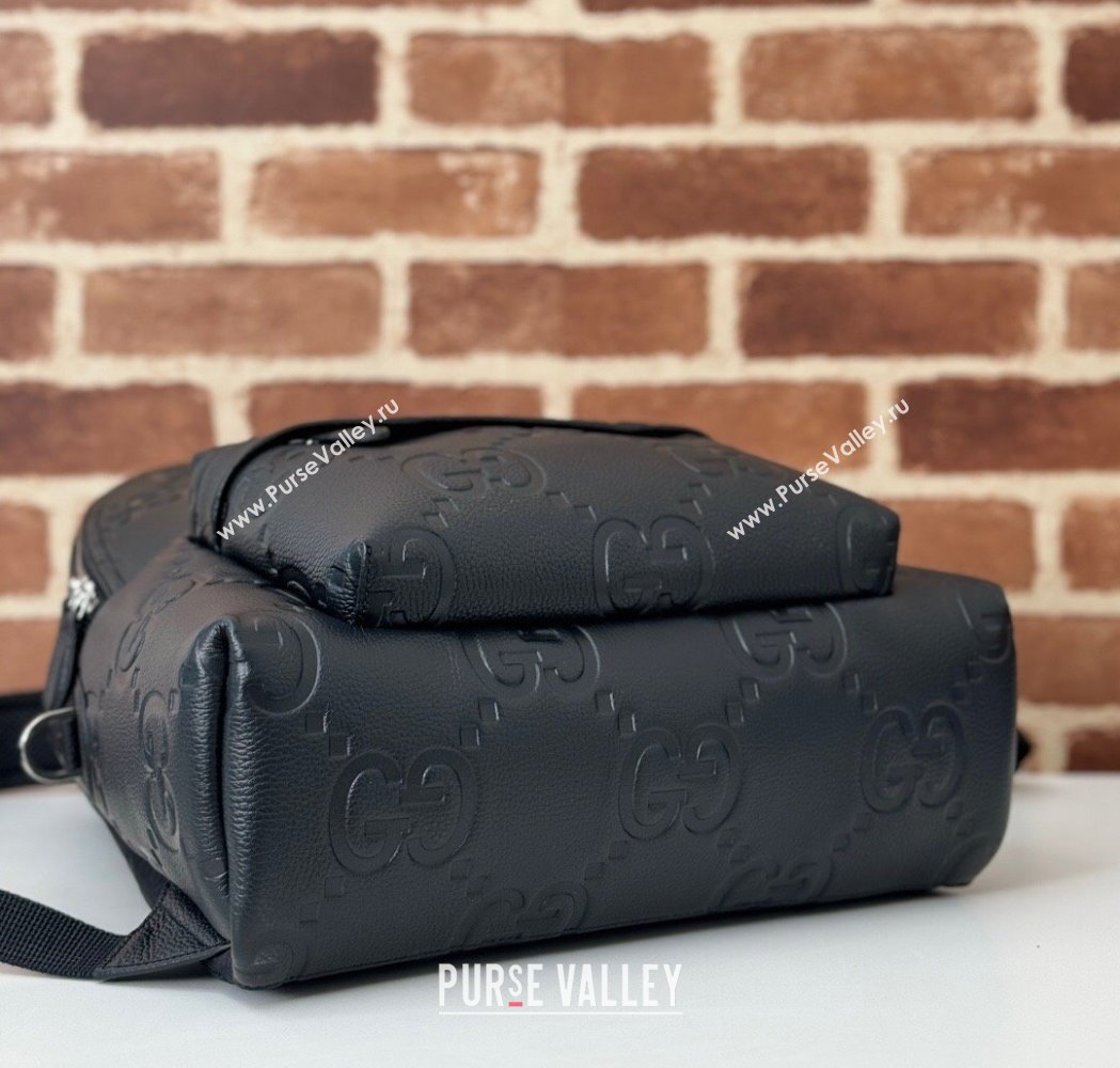 Gucci Mens Medium Jumbo GG Leather Backpack Bag Black 2025 819065 (DLH-250117074)