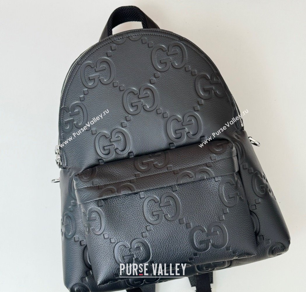 Gucci Mens Medium Jumbo GG Leather Backpack Bag Black 2025 819065 (DLH-250117074)
