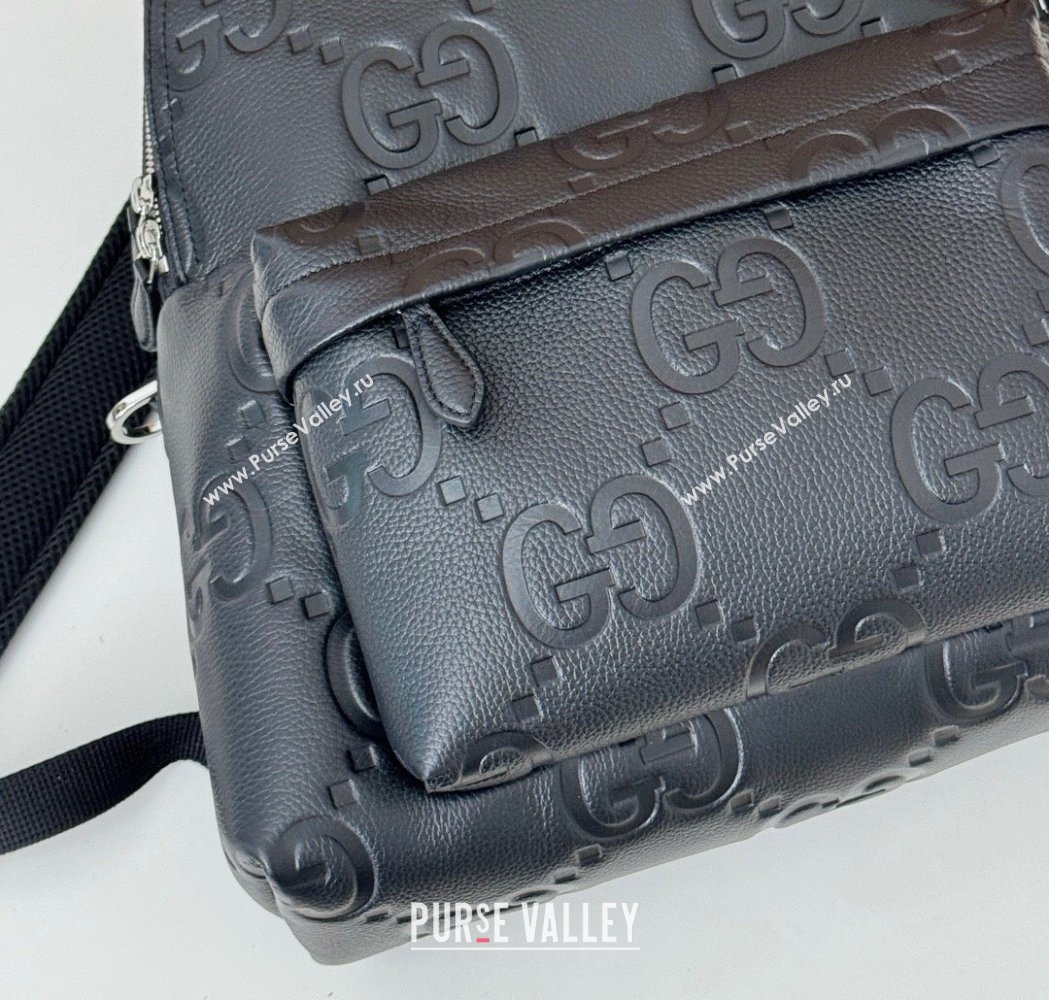 Gucci Mens Medium Jumbo GG Leather Backpack Bag Black 2025 819065 (DLH-250117074)