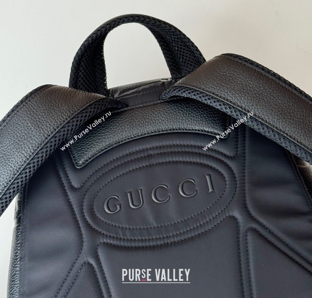 Gucci Mens Medium Jumbo GG Leather Backpack Bag Black 2025 819065 (DLH-250117074)