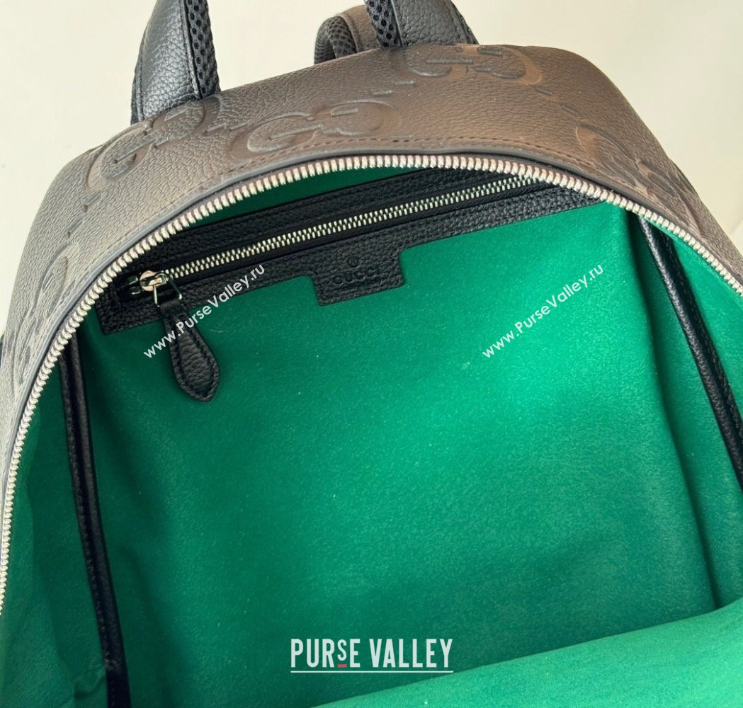 Gucci Mens Medium Jumbo GG Leather Backpack Bag Black 2025 819065 (DLH-250117074)