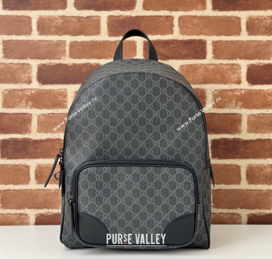 Gucci Mens GG Canvas Emblem Medium Backpack Bag Black 2025 821159 (DLH-250117058)