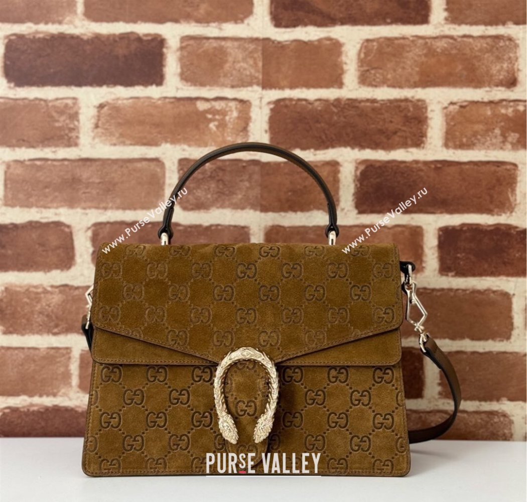 Gucci Dionysus Small Top Handle Bag in GG Suede Brown 2025 813399 (DLH-250117010)