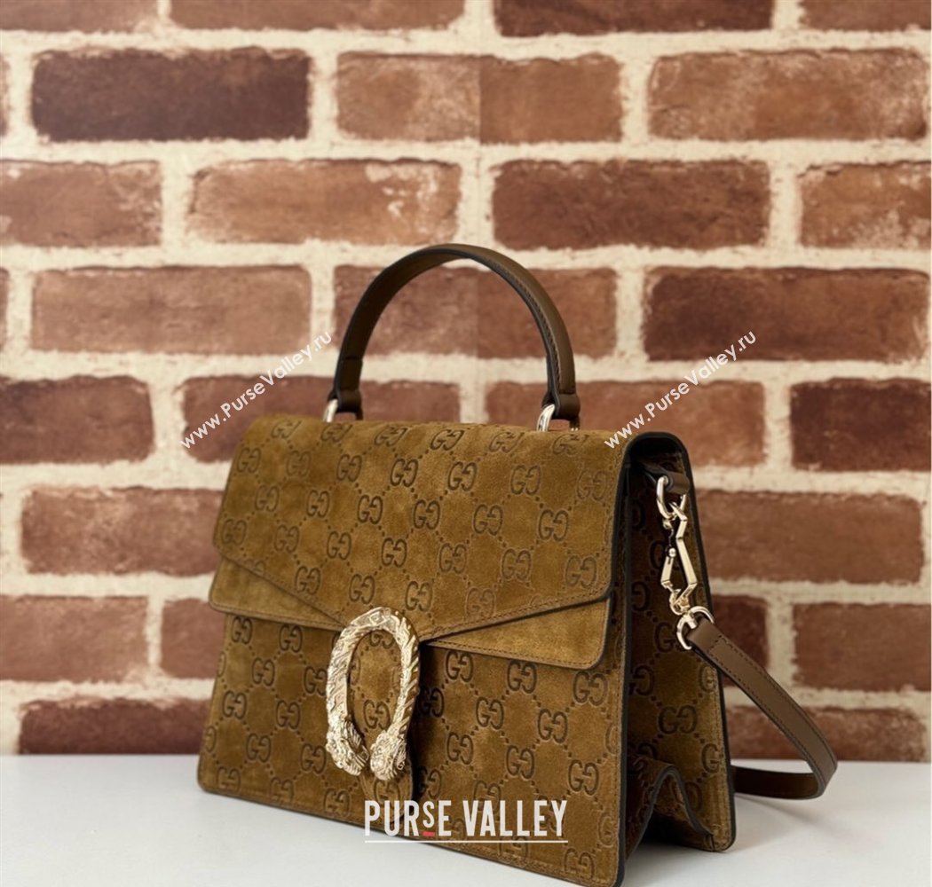 Gucci Dionysus Small Top Handle Bag in GG Suede Brown 2025 813399 (DLH-250117010)
