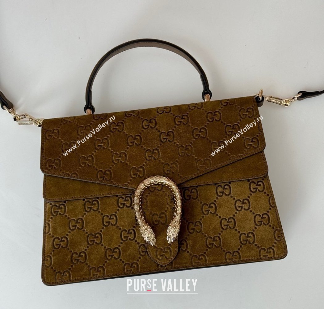Gucci Dionysus Small Top Handle Bag in GG Suede Brown 2025 813399 (DLH-250117010)