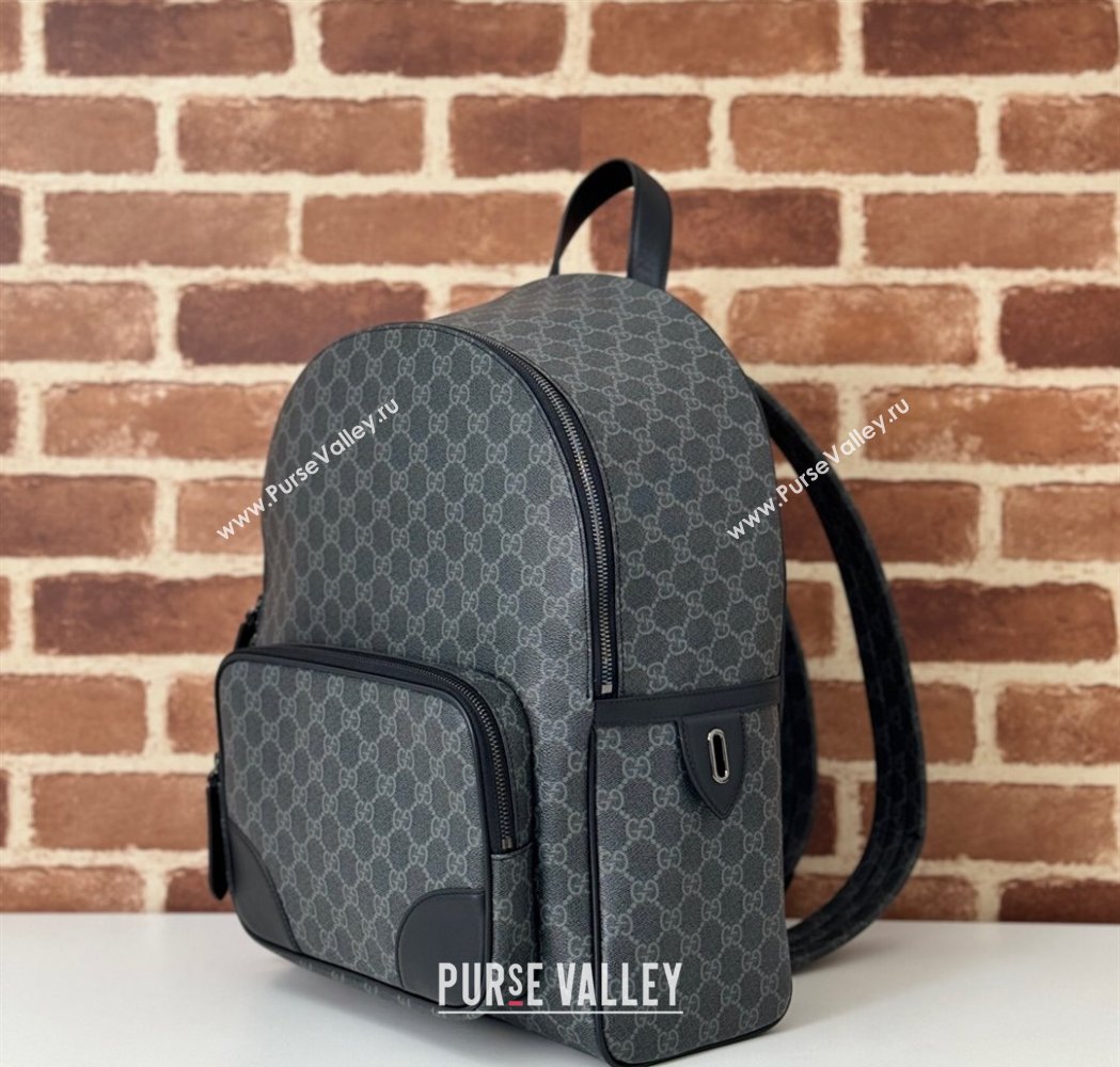 Gucci Mens GG Canvas Emblem Medium Backpack Bag Black 2025 821159 (DLH-250117058)