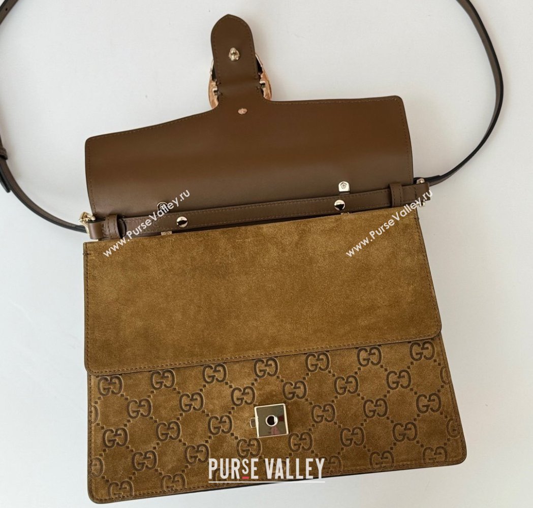 Gucci Dionysus Small Top Handle Bag in GG Suede Brown 2025 813399 (DLH-250117010)