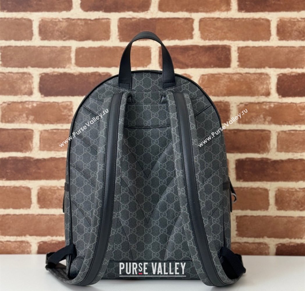Gucci Mens GG Canvas Emblem Medium Backpack Bag Black 2025 821159 (DLH-250117058)