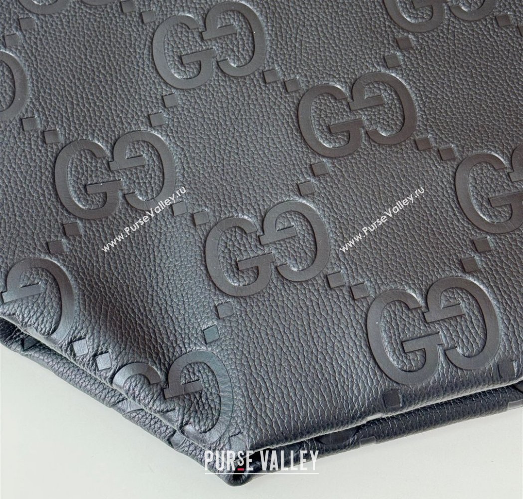 Gucci Medium Jumbo GG Leather Tote Bag Black 2025 818771 (DLH-250117075)