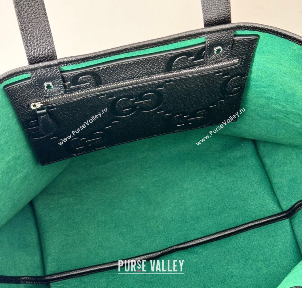 Gucci Medium Jumbo GG Leather Tote Bag Black 2025 818771 (DLH-250117075)