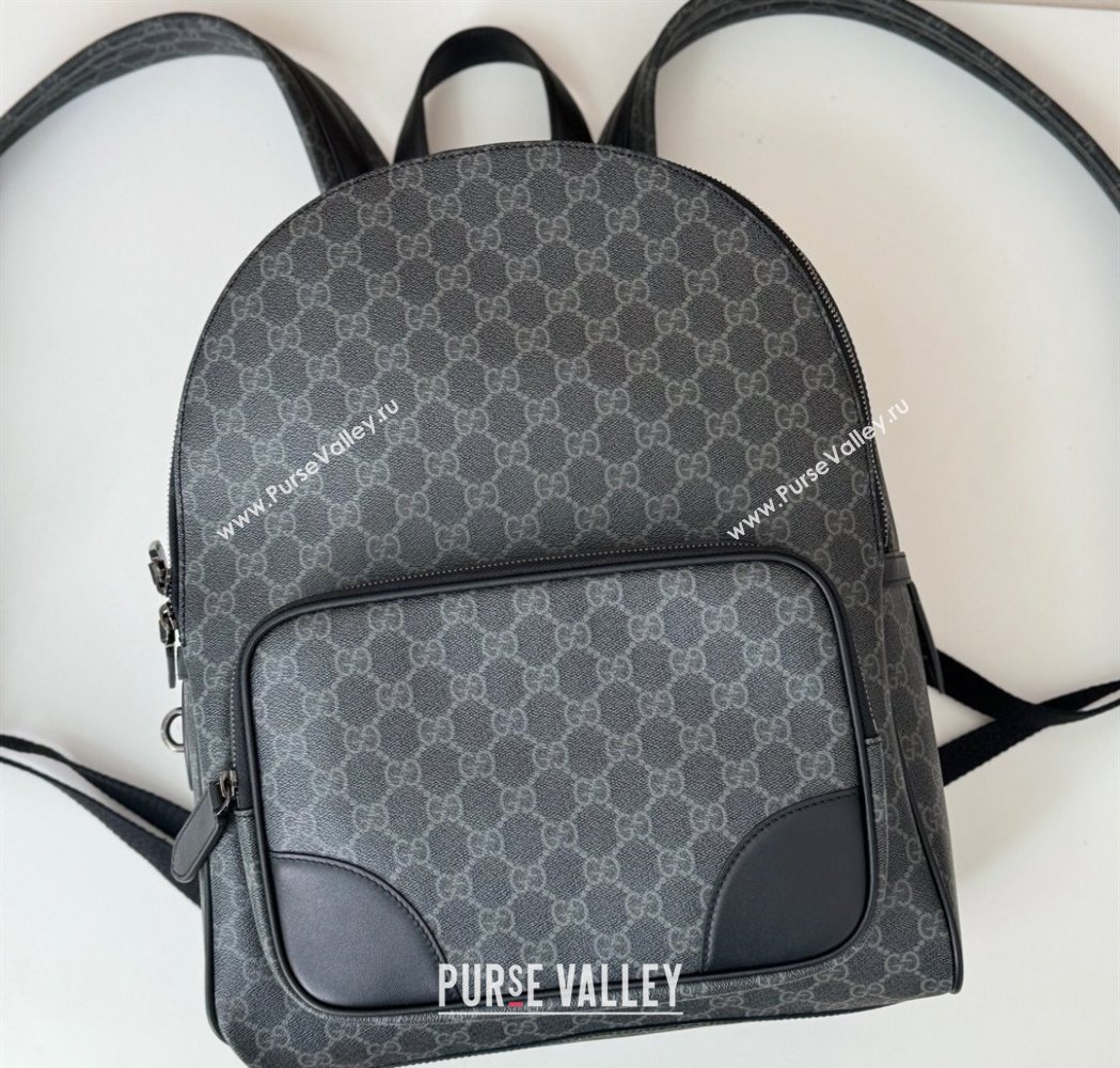 Gucci Mens GG Canvas Emblem Medium Backpack Bag Black 2025 821159 (DLH-250117058)