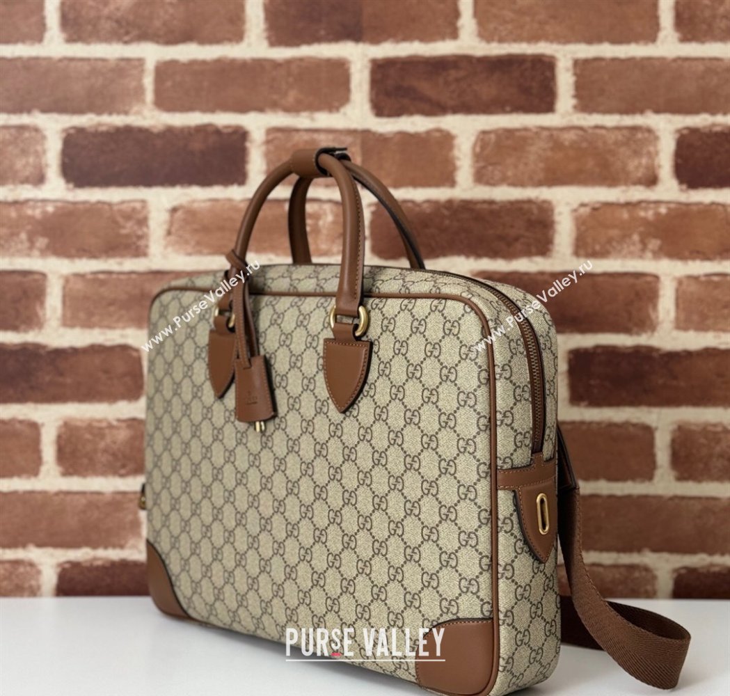 Gucci Mens GG Canvas Emblem Medium Briefcase Top Handle bag Beige/Brown 2025 821149 (DLH-250117076)