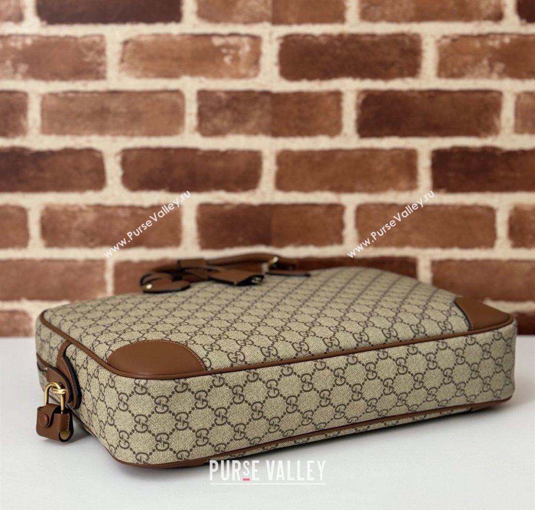 Gucci Mens GG Canvas Emblem Medium Briefcase Top Handle bag Beige/Brown 2025 821149 (DLH-250117076)