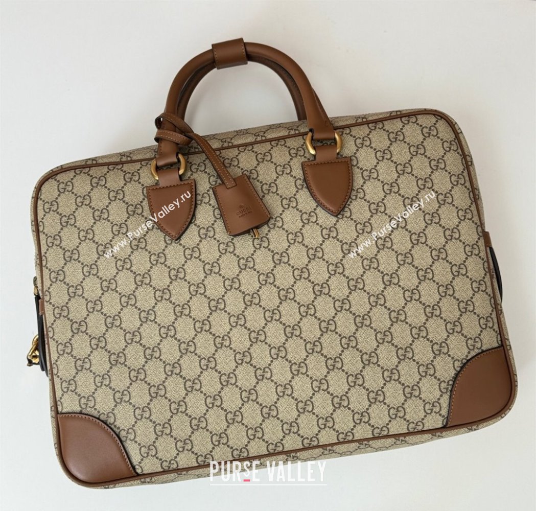 Gucci Mens GG Canvas Emblem Medium Briefcase Top Handle bag Beige/Brown 2025 821149 (DLH-250117076)