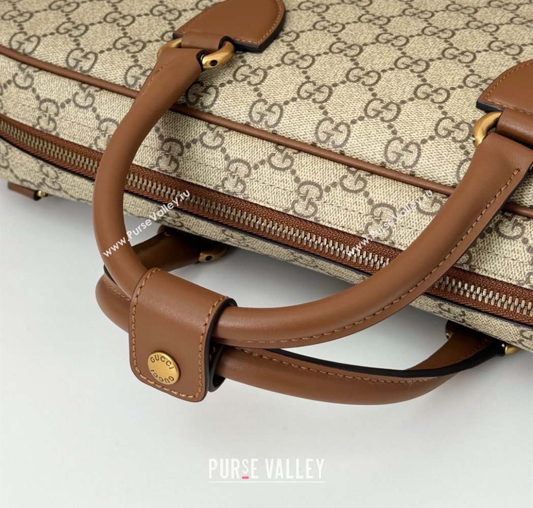Gucci Mens GG Canvas Emblem Medium Briefcase Top Handle bag Beige/Brown 2025 821149 (DLH-250117076)