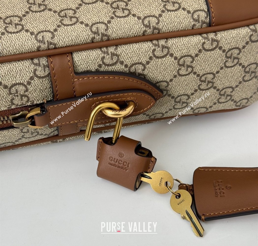 Gucci Mens GG Canvas Emblem Medium Briefcase Top Handle bag Beige/Brown 2025 821149 (DLH-250117076)