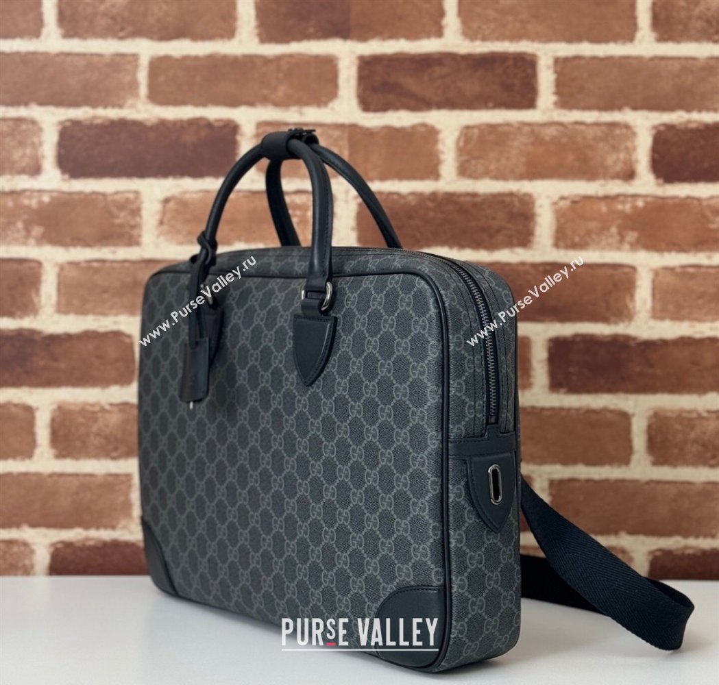 Gucci Mens GG Canvas Emblem Medium Briefcase Top Handle bag Black 2025 821149 (DLH-250117077)