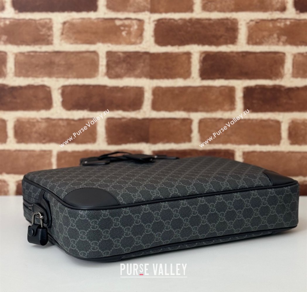 Gucci Mens GG Canvas Emblem Medium Briefcase Top Handle bag Black 2025 821149 (DLH-250117077)